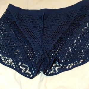 Women's navy blue net bathing suit shorts size XXL